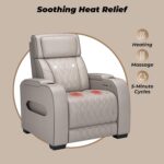 Signature Design by Ashley Boyington Contemporary Leather Match Power Recliner with Adjustable Headrest, Cup Holders, USB Port and Air Massage System, Light Gray - Image 9
