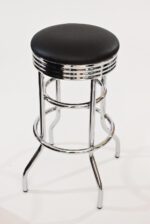 TRINITY Heavy Duty 30-Inch Backless Swivel Bar Stool for Kitchen, Garage, or Workshop, Chrome Finish with Faux Leather Seat, 2 Pack, Black - Image 5