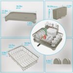 Dish Drying Rack for Kitchen Counter - Space Saving Drying Rack with Drainboard & Utensil Holders, Large Capacity Organizer for Bowls Cups, Countertop Dish Drainer Grey - Image 7