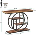 Tribesigns 41.3" Console Table, Industrial 4-Tier Sofa Table Entryway Table with Circle Base, Narrow Wood Accent Tables with Storage Shelves for Living Room, Hallway, Foyer, Rustic Brown - Image 3