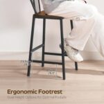 Set of 2 Bar Stools, 24.2 Inch Barstools for Kitchen Counter, High Backrest Counter Height Stools, Bar Chairs for Pub, Island, Coffee Nook, Study, Walnut and Black BY01L2BHY1 - Image 4