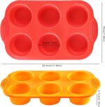 2PCS Silicone Muffin Cupcake Pan Molds, 6-Cavity Non Stick Silicone Muffin Pans for Baking Muffin, Cupcakes, Brownies and More, Food Grade and BPA Free (Orange and Red) - Image 3