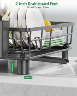 Dish Drying Rack for Kitchen Counter, Stainless Steel Drainer Anti Rust, Smart Drainage System Drainboard with Detachable Cutlery Holder, Handwash Dish Helper for Home, Apartment Space Saving - Image 5