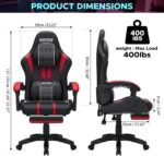 HOFFREE Gaming Chair Massage Big and Tall Gaming Chairs with Footrest 400lb for Adults Heavy People Computer Gamer Chair Red and Black - Image 3