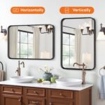 Bathroom Mirror 36x24 Inch Black Metal Framed Rounded Rectangle Vanity Mirror for Wall, Over Sink, Farmhouse, Restroom, Anti-Rust, Modern Decorative, Horizontal or Vertical Hanging - Image 4
