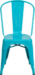 EMMA + OLIVER Commercial Grade Teal-Blue Metal Indoor-Outdoor Stackable Chair - Image 6