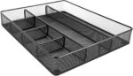 Amazon Basics Desk Drawer Organizer for Office and Home, Metal Mesh, Anti-Slip, 6 Compartments, Black - Image 3