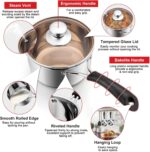 1 Quarts 18/10 Stainless Steel Saucepan, Joyfair Small Sauce Pan Milk Pot with Glass Lid for Cooking Stewing Boiling Spaghetti Soup, Extra Pan Wall & Heat-proof Bakelite Handle, Dishwasher Safe - Image 4