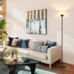 Floor Lamp, LED Standing Lamps with White Plastic Shade, Black Modern Torchiere Floor Lamp, Tall Lamps for Living Room Dorm, Bulb not Included - Image 8