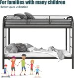 Flolinda Metal Bunk Bed Twin Over Twin, Heavy Duty Bunk Beds with 2 Ladders and 11.8" Full-Length Guardrail, Space-Saving Bunk Bed with Storage, No Box Spring Needed, Easy Assemble, Black - Image 8
