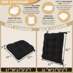 BUYUE Chair Cushion Set for Rocking Chair, Back Pillow & Seat Cushion with Ties, Original Woven Fabric Non-Slip Chair Pads for Elderly Sitting, Black - Image 3