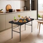 Simpli-Magic 4ft Portable Plastic Folding Table – 17% Thicker Than Others – Indoor & Outdoor Heavy-Duty Foldable Utility Table w/Handle for Party & Camping (Black) - Image 3
