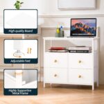 Yoobure Night Stand with Charge Station, Nightstand with 4 Drawers Bedside Table, LED Dresser with Storage Shelf, Night Stands for Bedroom, End Table 3-Tier Wood Side Tables for Home, Office White - Image 6