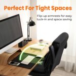 NEO CHAIR Office Desk Computer Chair Ergonomic Executive Mid-Back Leather Gaming Chair with Adjustable Flip-Up Armrests Wheels Swivel for Home Study Task (Jet Black) - Image 8