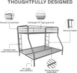 DHP Dusty Metal Bunk Bed Frame, Twin-Over-Full for Kids, Teens, Adults, Angled Ladder, Guardrail, No Boxspring, Small Spaces, Silver - Image 5