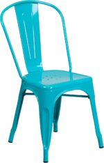EMMA + OLIVER Commercial Grade Teal-Blue Metal Indoor-Outdoor Stackable Chair - Image 4