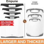 Extra Large Cutting Boards, Plastic for Kitchen (Set of 4) Dishwasher Chopping Board with Juice Grooves, Easy-Grip Handles, Black, Empune - Image 3