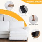 Karl home Sectional Sofa Modular Deep Seat Sofa Couch with Ottoman, Corduroy Sofa Sleeper Comfy Upholstered Furniture for Living Room, Apartment, Studio, Office, (3-Seat & 1-Ottoman, White) - Image 4