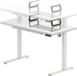 SHW 48x24 Glass Electric Height Adjustable Standing Desk – Motorized Sit Stand Desk with Monitor Riser, Pull-Out Drawer, Memory Presets, White - Image 8