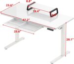SHW 48x24 Glass Electric Height Adjustable Standing Desk – Motorized Sit Stand Desk with Monitor Riser, Pull-Out Drawer, Memory Presets, White - Image 4