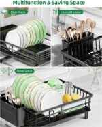 Dish Drying Rack for Kitchen Counter, Stainless Steel Drainer Anti Rust, Smart Drainage System Drainboard with Detachable Cutlery Holder, Handwash Dish Helper for Home, Apartment Space Saving - Image 3