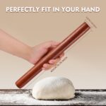 Wood Rolling Pin (15.75 Inches), Non-Stick Rolling Pin for Baking, Natural Sapele Wood Dough Roller for Pizza, Fondant, Pie, Cookie, Pastry, Essential Kitchen Tool - Image 5
