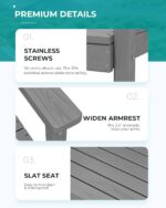 SERWALL 8-Piece Patio Dining Sets with 15FT Double Side Patio Umbrella, Outdoor HDPE Dining Furniture Set with Umbrella Hole Cut-Out Table and 6 Chairs, Gray（Umbreall Base not Included） - Image 8