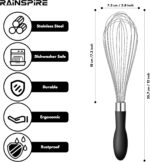 Rainspire 12-Inch Wire Whisk Stainless Steel, Balloon Whisks for Cooking, Wisk Wisking Tool With Soft Silicone Handle, Thick Durable Whisker for Blending, Beating, Whisking, Stirring, Black - Image 3