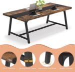 Tribesigns Dining Table for 8 People, 70.87-inch Rectangular Wood Kitchen Table with Strong Metal Frame, Industrial Large Long Dining Room Table for Big Family (Rustic Brown) - Image 8