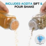AOZITA 24 Pcs Glass Spice Jars with Labels - 4oz Empty Square Spice Bottles Containers, Condiment Pot, Shaker Lids and Airtight Metal Caps - Silicone Collapsible Funnel - Image 5