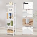 Bookshelf, 5-Tier Bookcase, Standing Book Shelf for Small Space, Storage Shelf Organizer, for Living Room, Bedroom, Study, Balcony, White BKBW5501 - Image 6