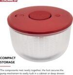 KitchenAid Universal Salad Spinner with Removable Bowl, Colander and One Handed Pump Mechanism, Large Bowl Nests and Features Non Slip Base, 7.43 Quart, Empire Red - Image 5