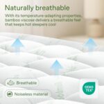 Ultra Soft Queen Size Mattress Topper - Viscose Made from Bamboo Pillow Top Mattress Pad for Back Pain Relief - Naturally Cooling for Hot Sleepers, Green - Image 4