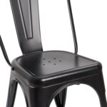 JUMMICO Metal Dining Chair Stackable Indoor Outdoor Industrial Vintage Chairs Bistro Kitchen Cafe Side Chairs with Back Set of 4 (Black) - Image 7