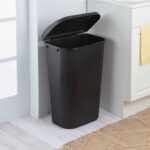 Sterilite 24-Pack Lift Top Wastebasket, D-Shape Trash Can w/Hinged Lid, 11.3 Gallon, Black - Modern Garbage Bin for Kitchen, Bathroom, Garage or Workspace, Fits 13-Gal Waste Liner - Image 6