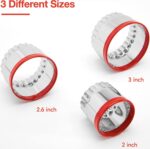 3Pcs Fluted Round Cookie Cutters - 2" & 2.6" & 3", Heavy Duty Food-Grade Stainless Steel, Mini Biscuit Cutter, Unique Design with Protective Red Top PVC - Image 8