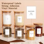 6 Pcs Glass Jar with Bamboo Lid and Spoon - 17 oz Large Sugar Container with 148 Kitchen Pantry Spice Jar Labels Preprinted - Glass Containers with Wooden Lids Hold Coffee, Tea, Candy - Image 4