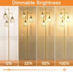Dimmable Floor Lamp, Industrial Floor Lamps for Living Room, Gold Tree Lamp Standing Lamp Tall Lamps with 3 Elegant Teardrop Cage Head & 800 Lumens LED Bulbs for Living room Bedroom Office Dining Room - Image 4