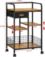 keomaisyto Kitchen Serving Storage Cart with Table Top & Drawer, 3-Tier Rolling Utility Cart on Wheels with Adjustable 2 Storage Shelves, Coffee Bar cart for Kitchen/Dining/Living Room - Image 8