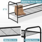 AOODA Long 2 Tier Shoe Rack for Closet Metal Wide Stackable Shoe Storage Organizer for Entryway, Bedroom, Floor, 18-Pairs Low Shoe Shelf, Black - Image 6