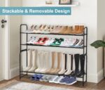 AOODA Long 2 Tier Shoe Rack for Closet Metal Wide Stackable Shoe Storage Organizer for Entryway, Bedroom, Floor, 18-Pairs Low Shoe Shelf, Black - Image 7