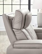 Signature Design by Ashley Boyington Contemporary Leather Match Power Recliner with Adjustable Headrest, Cup Holders, USB Port and Air Massage System, Light Gray - Image 12