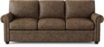 ONBRILL Faux Leather Sofa, 84 Inches Nailhead Trim Couch for Living Room, Mid-Century Modern Deep Seat Sofa with Rolled Arms, Classic 3 Seater Couch for Apartment, Office, Brown - Image 10