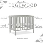 Dream On Me Edgewood 4-in-1 Convertible Mini Baby Crib in Cool Grey GreenGuard Gold & JPMA, Non-Toxic, Compact 40×25×33″ Design, Converts to Mini Daybed & Twin Bed (Rails to Buy) 1″ Mattress Pad - Image 5