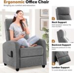 DUMOS Recliner Chair for Adults, Massage Reclining Chair for Living Room, Adjustable Home Theater Seating Single Sofa with Padded Seat Backrest and Footrest, Linen, Grey - Image 6