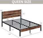 Queen Bed Frame with Headboard and Footboard, with Under Bed Storage, All-Metal Support System, No Box Spring Needed, Easy Assembly,Rustic Brown - Image 7