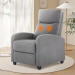 DUMOS Recliner Chair for Adults, Massage Reclining Chair for Living Room, Adjustable Home Theater Seating Single Sofa with Padded Seat Backrest and Footrest, Linen, Grey - Image 2