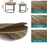 Smuxee Nesting Coffee Table Set of 2, 23.6" Round Coffee Table Wood Grain Top with Adjustable Non-Slip Feet, Industrial End Table Side Tables for Living Room Bedroom Balcony Yard - Image 3
