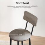 Bar Stools, Set of 2 High Kitchen Barstools, Counter Stools Bar Chairs with Back, PU Soft seat, Footrest, Simple Assembly, Industrial Seat for Dining Room Kitchen Bar, Greige BS-004GR - Image 8