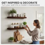 Homeforia 24inch Walnut Floating Shelves for Wall, High End Solid Real Wood 24in Floating Shelf for Bathroom, Dark Brown 24 inch Long Floating Shelves, Heavy Duty Bracket, 24 X 6.5 X 1.75 in, Set of 2 - Image 8